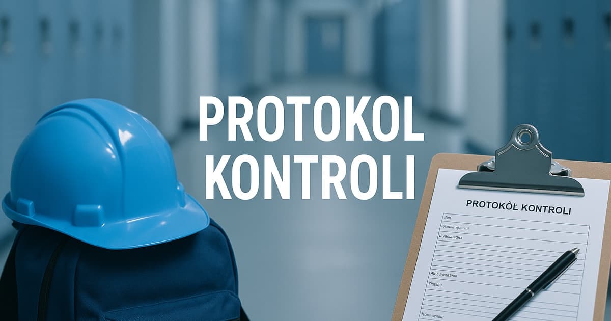 Protokół kontroli obiektów szkoły na podkładce