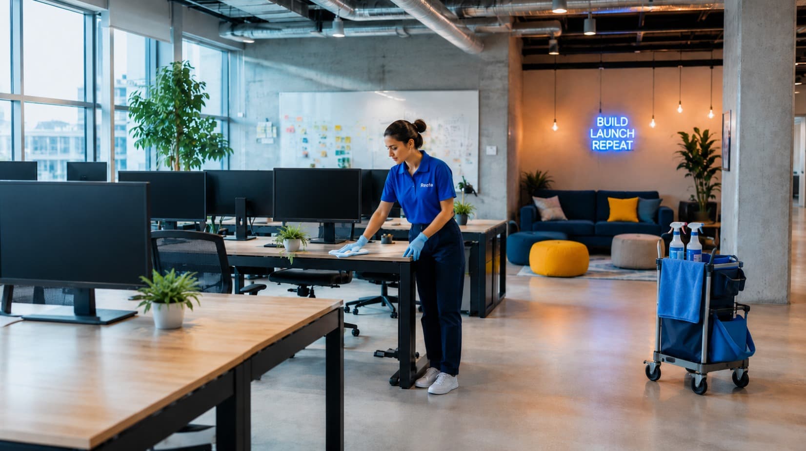 Reefa sprząta nowoczesne biuro startupu IT