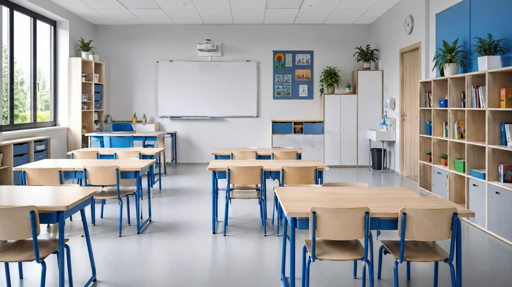 Czysta sala lekcyjna po sprzątaniu przez Reefa