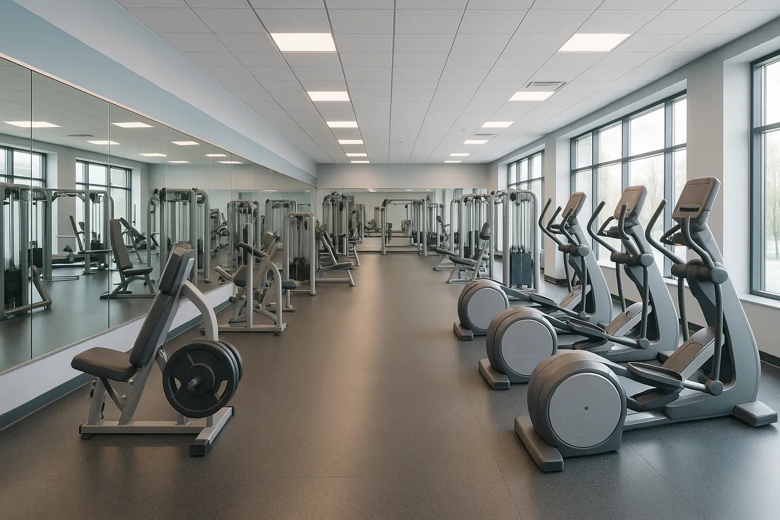 Siłownia / klub fitness — wnętrze utrzymywane według planu higieny Reefa